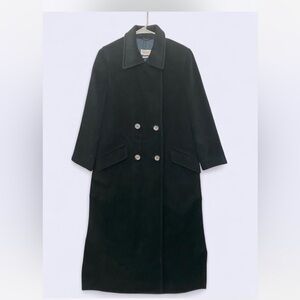 ILIA Wool/Cashmere Double Breasted Coat Dark Green Size 42 Made In Italy